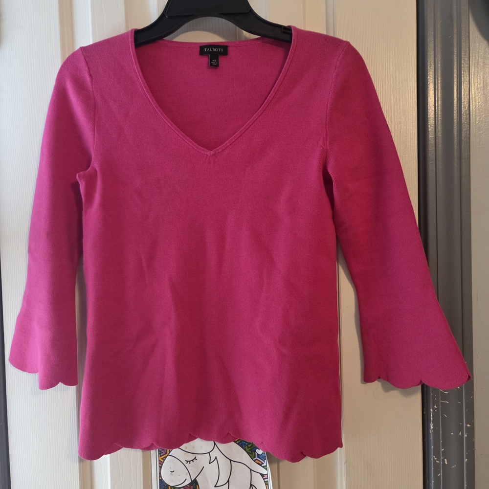 Talbots Pink Long Sleeve V-Neck Top